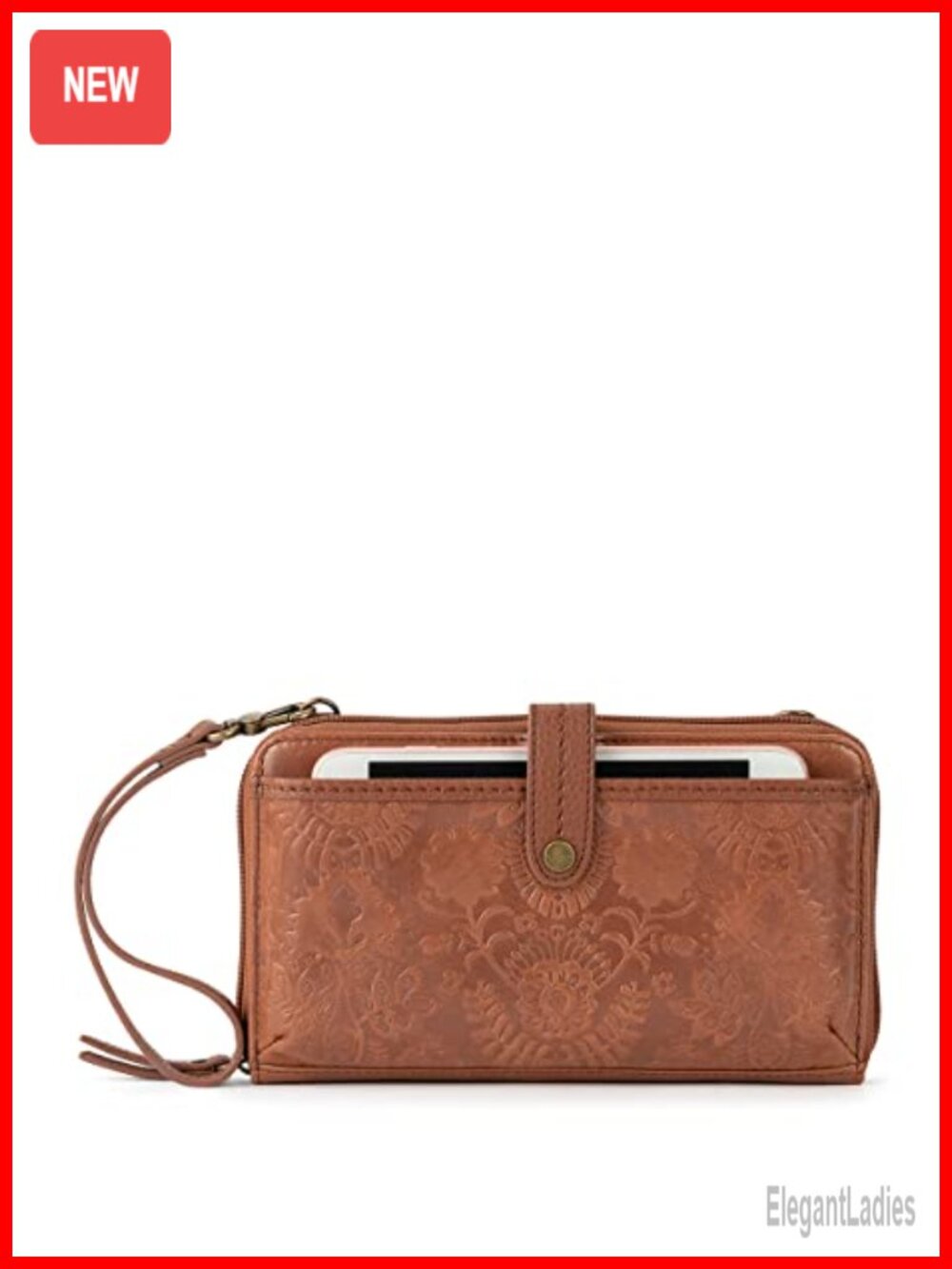 Leather Convertible Wristlet Crossbody Smartphone Bag with Zipper